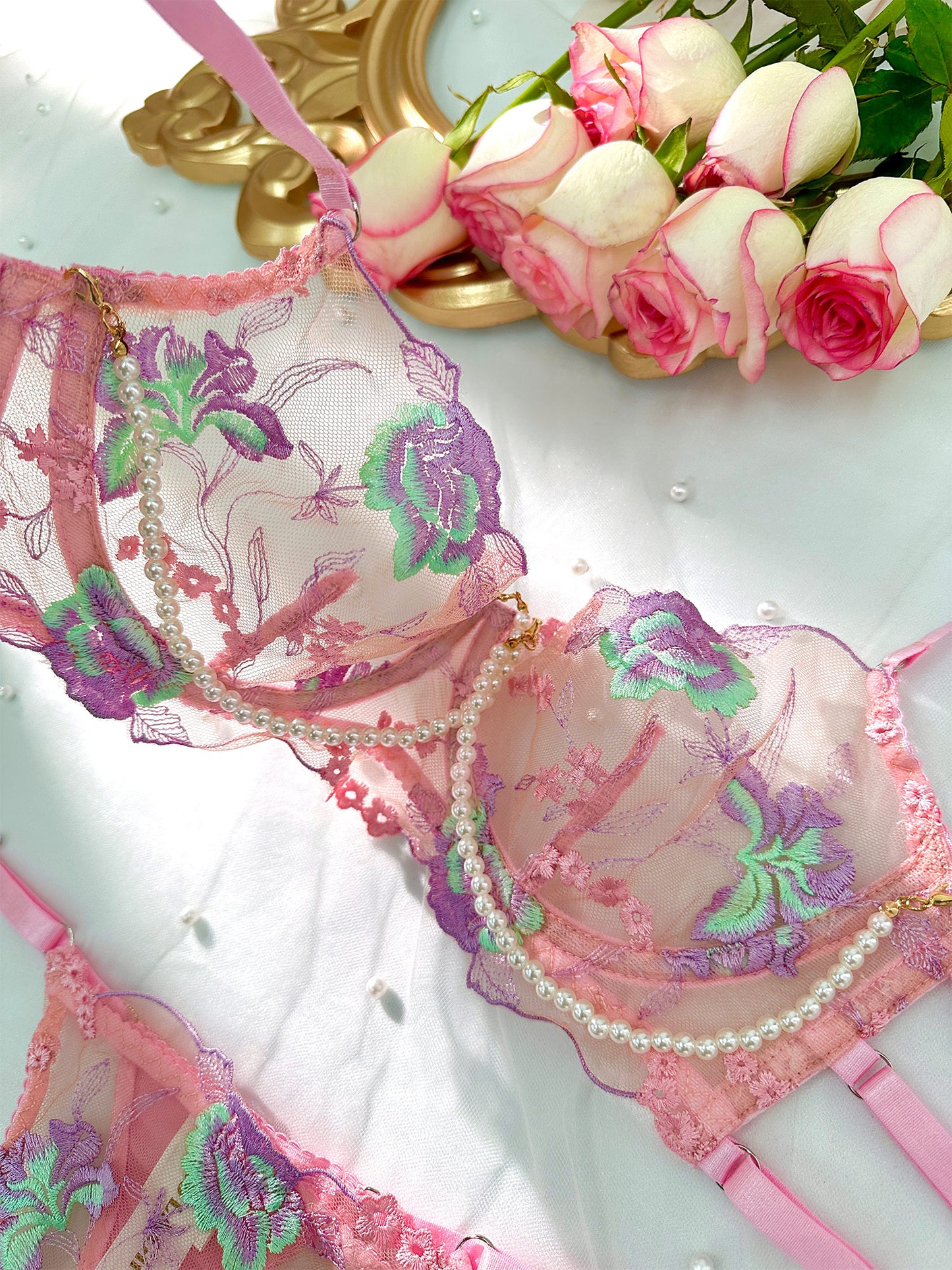 Conjunto de Lingerie Pérola Evelyn – rosa