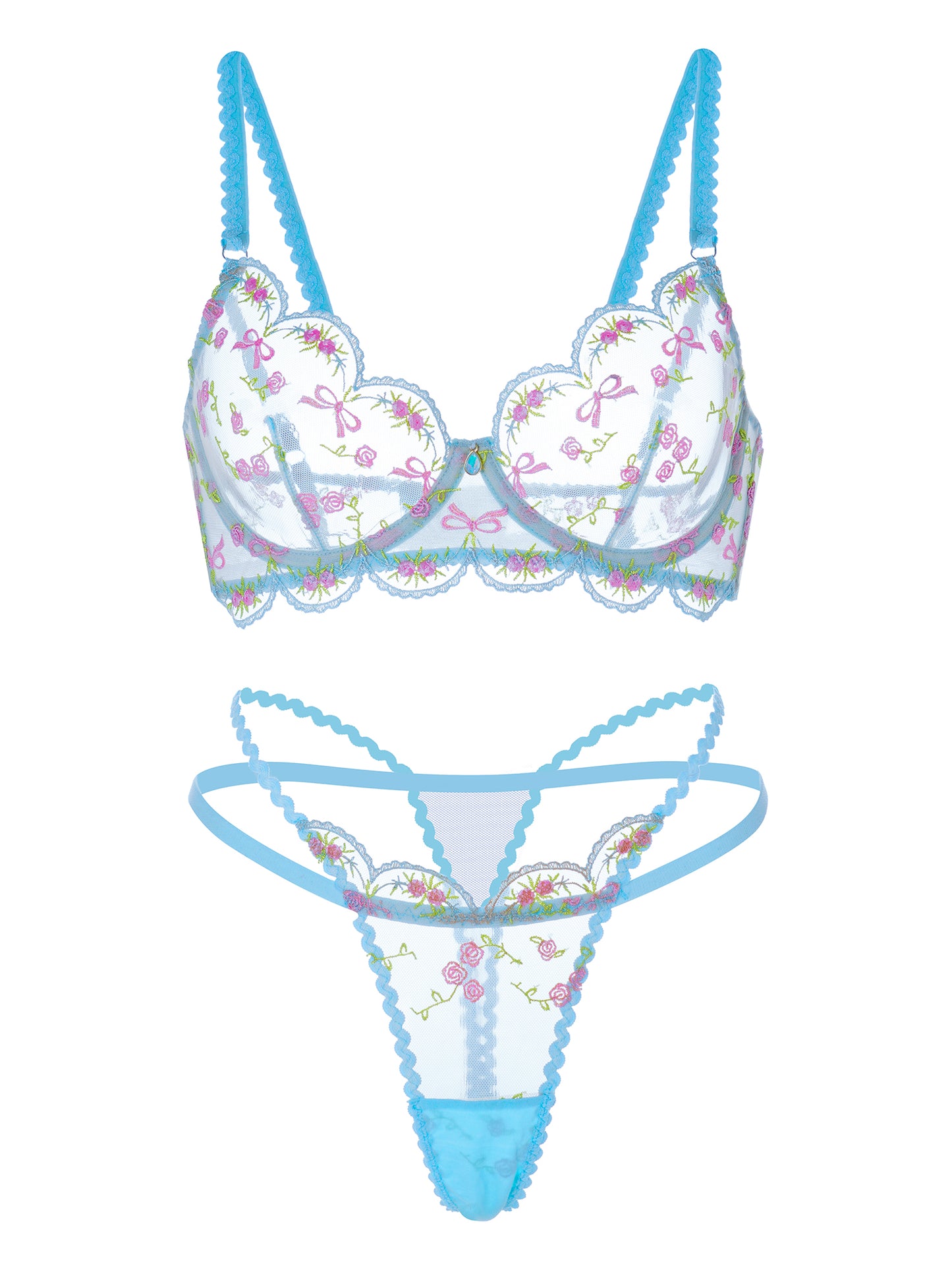 Conjunto de Lingerie Jardim Azul