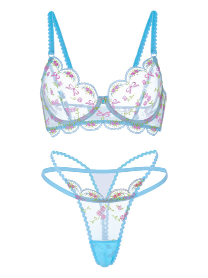 Conjunto de Lingerie Jardim Azul