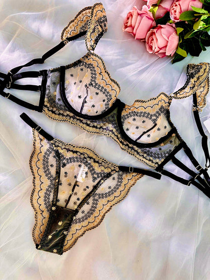 Conjunto de Lingerie Luar de Ouro